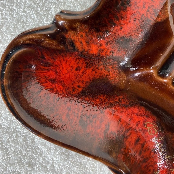 Vintage MCM K13 Canada McMaster Orange Brown Glaze Ceramic  Ashtray Trinket Dish - Picture 6 of 12